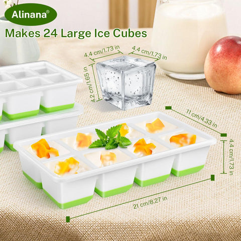 Alinana 3-pack ice mold highlights convenient storage and large cubes