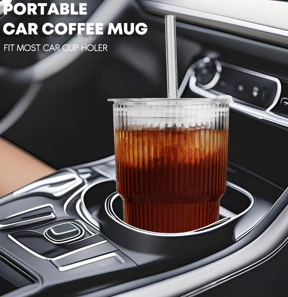 ALINK set includes four ribbed tumblers with lids and straws.