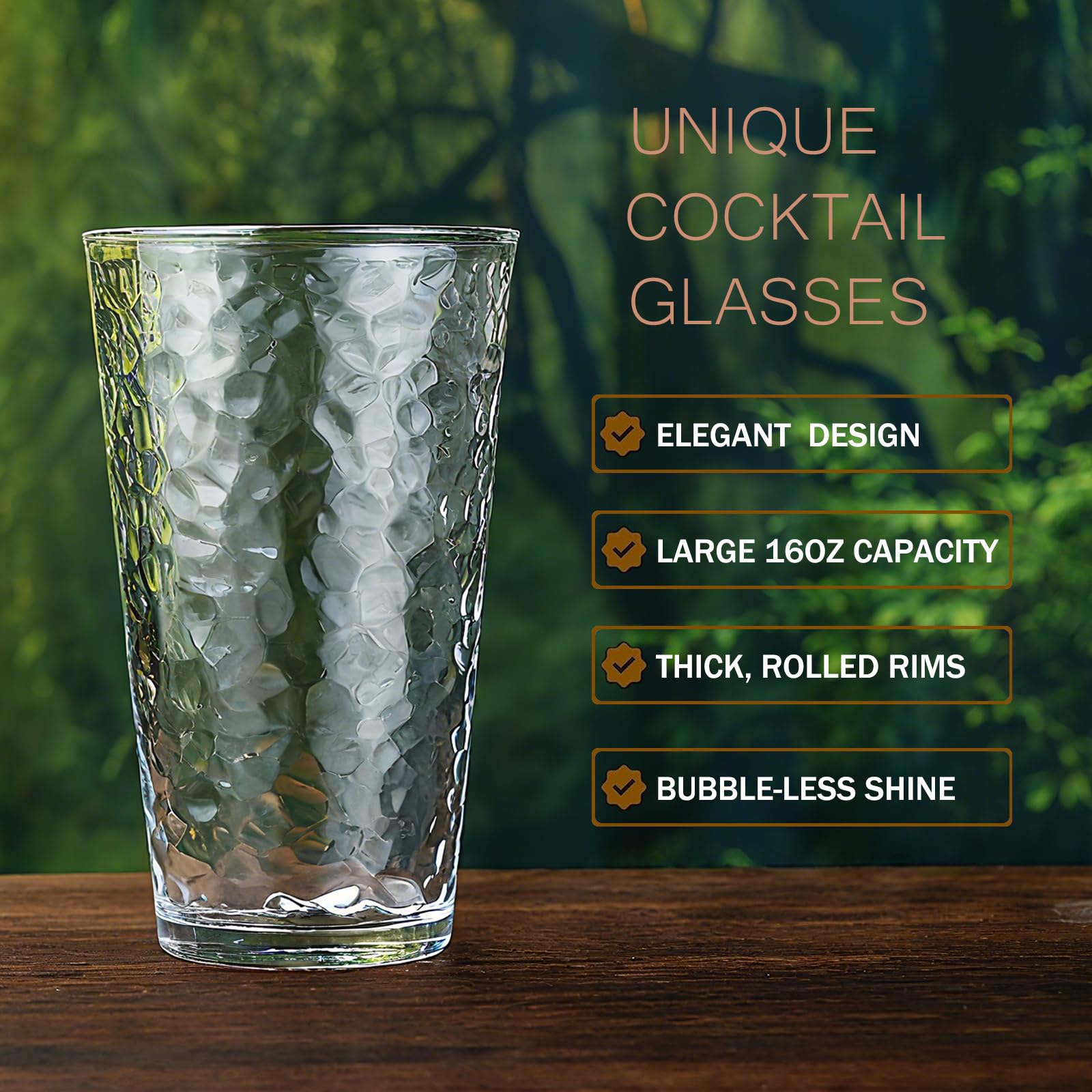 ALINK stemmed clear highball glasses offering a sophisticated look and spill resistance.
