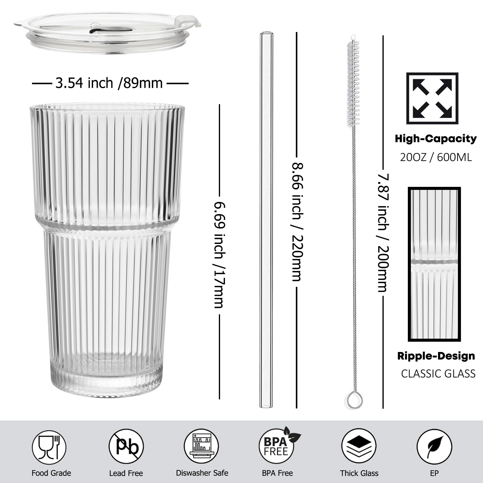ALINK thickened glass tumbler highlights ribbed texture and premium feel.