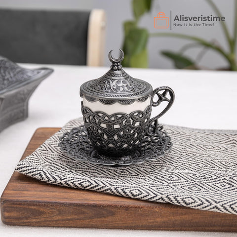 Alisveristime crescent motif on cup enhancing cultural charm
