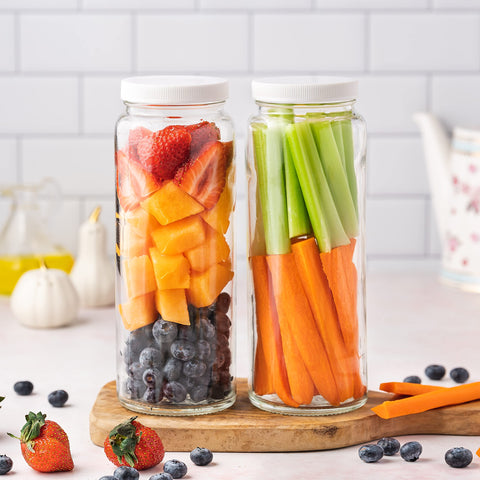 All About Juicing transparent 32 oz bottle helps identify contents quickly.