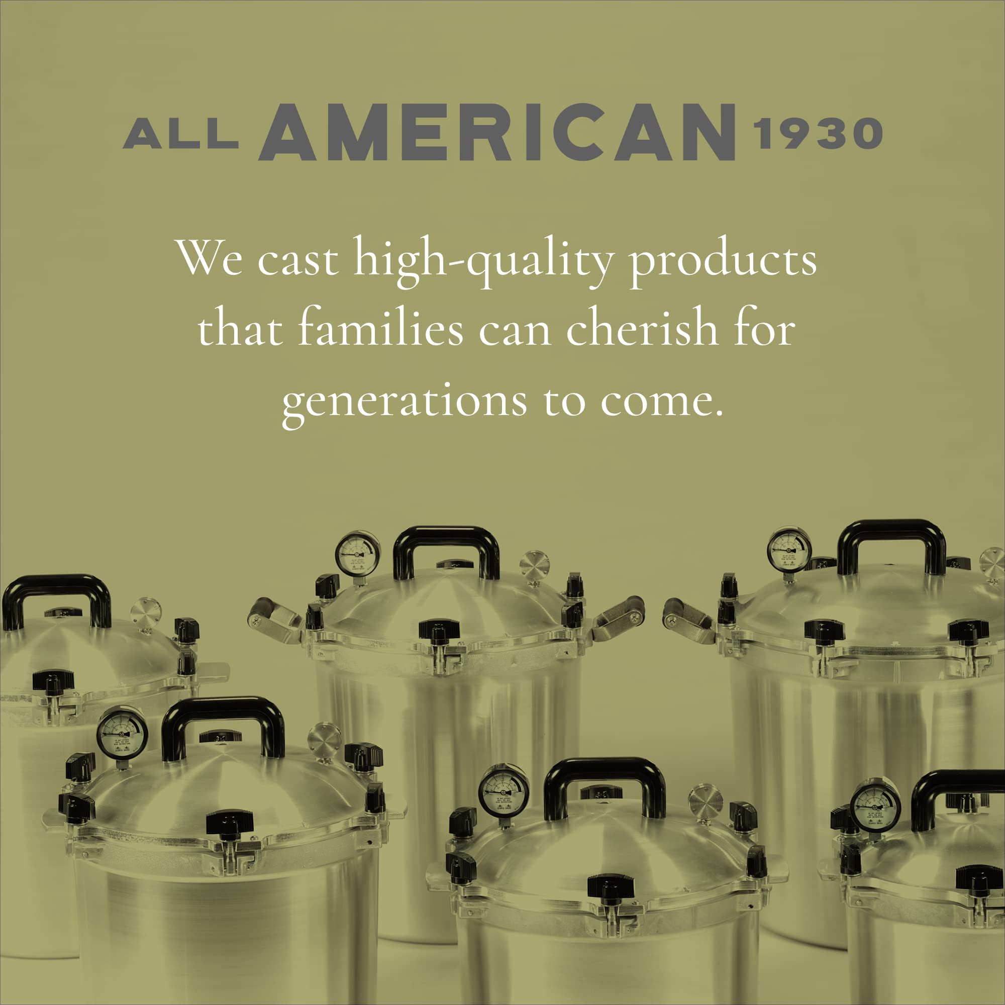 All American 1930 home canning setup enhances reliability during processing.