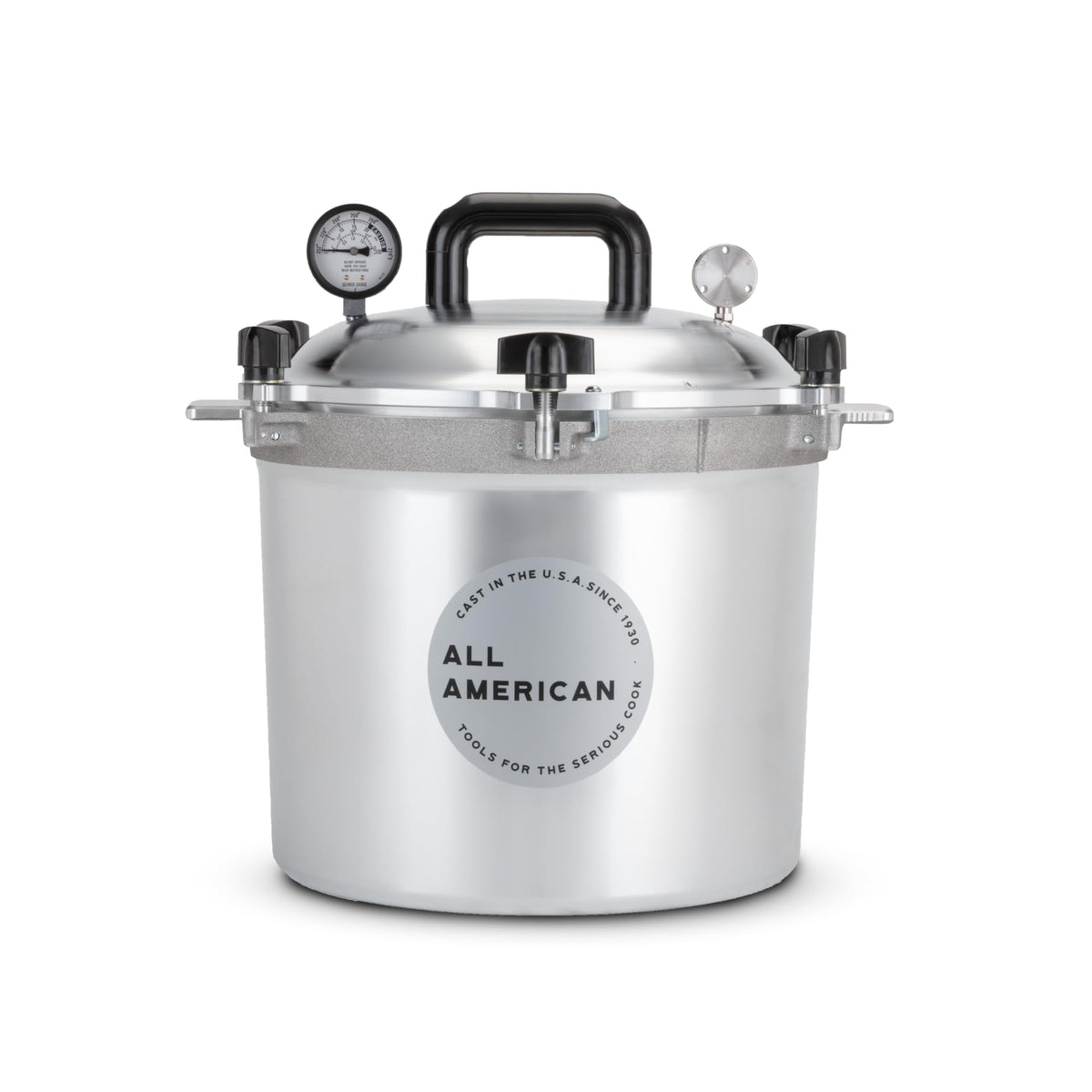 All American 1930 pressure cooker and canner ready for large-batch work, ideal for home canning.
