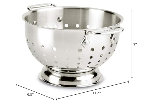 All-Clad colander is dishwasher-safe for convenient cleanup after meals.