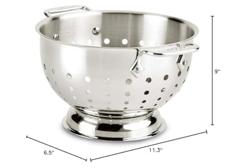 All-Clad colander is dishwasher-safe for convenient cleanup after meals.