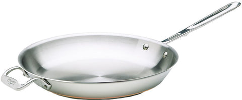 All-Clad flat base and flared sides support easy flipping and tossing.