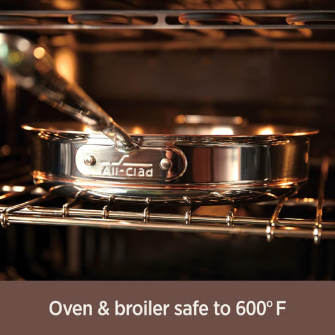 All-Clad starburst polished finish adds elegance while reducing sticking.