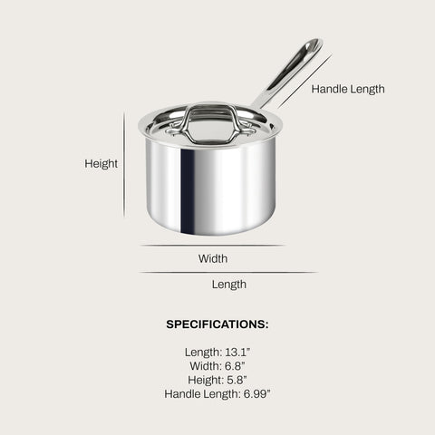 All-Clad D3 2-quart pan side view ideal for deglazing and reduction.
