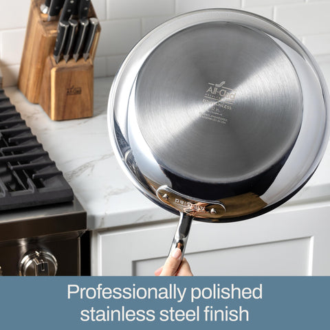 All-Clad D3 8-inch fry pan searing steak and fish with even heat