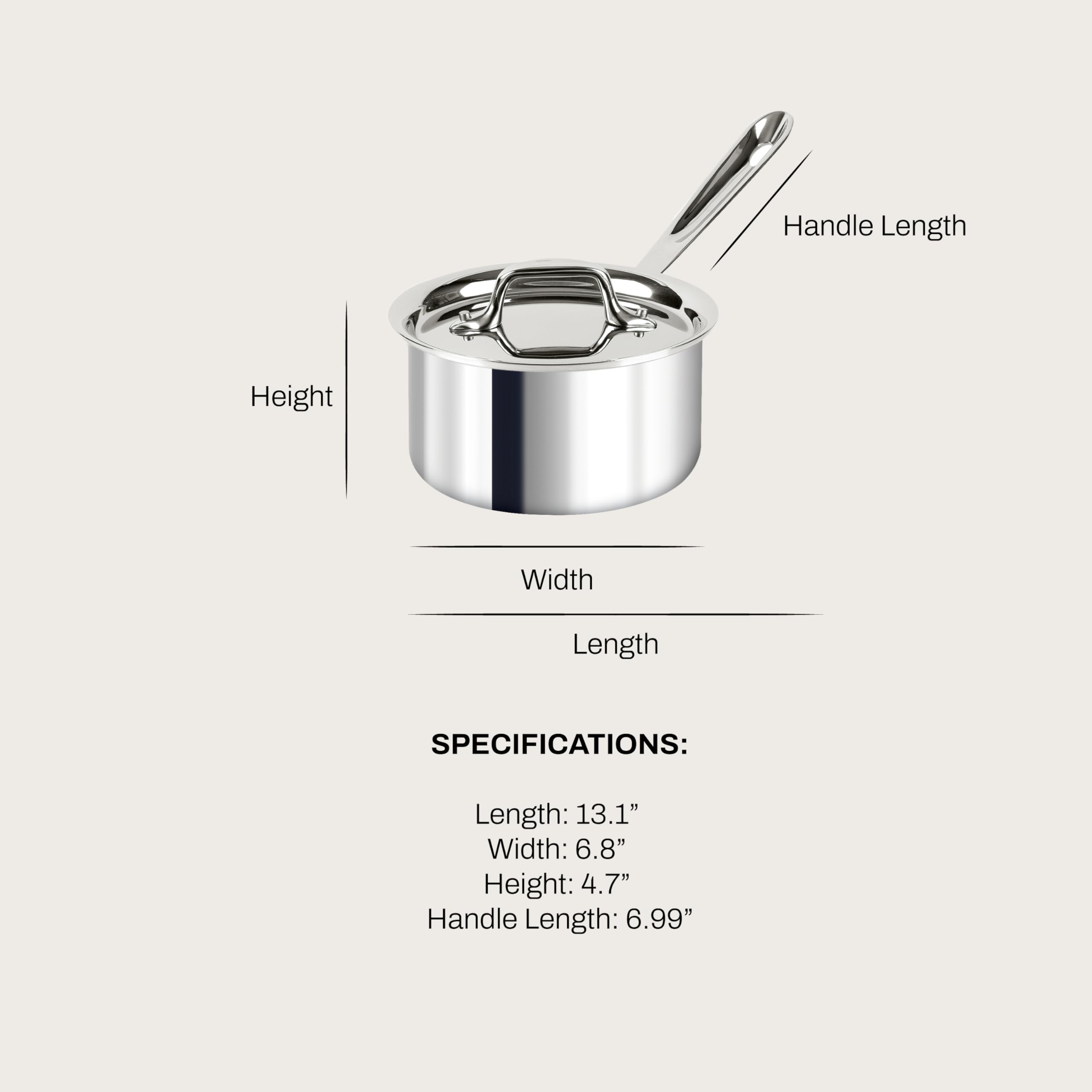 All-Clad D3 1.5-quart saucepan with lid on demonstrates secure lid fit.