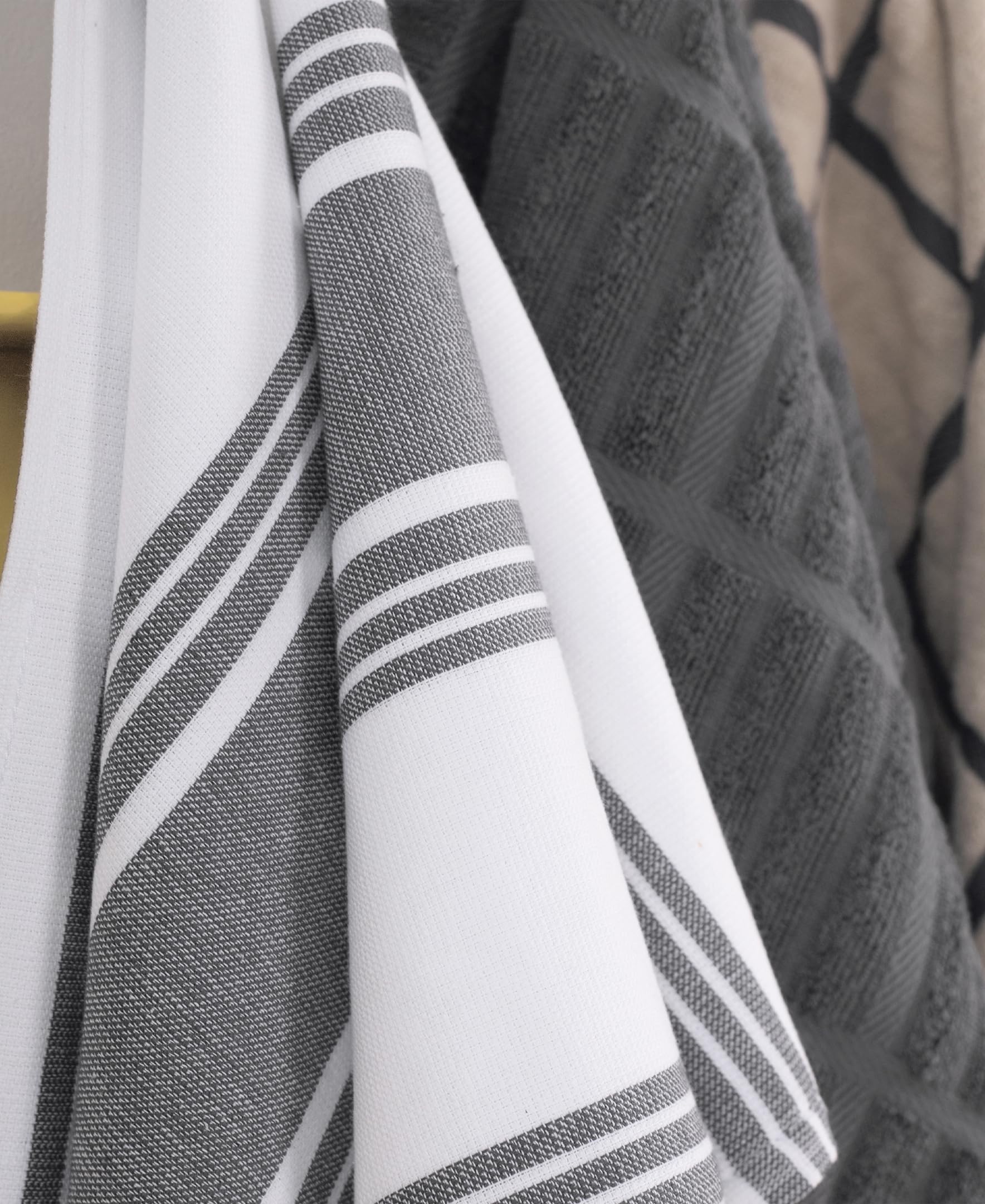 All-Clad Dual-Purpose Towels with hanging loop for easy reach.