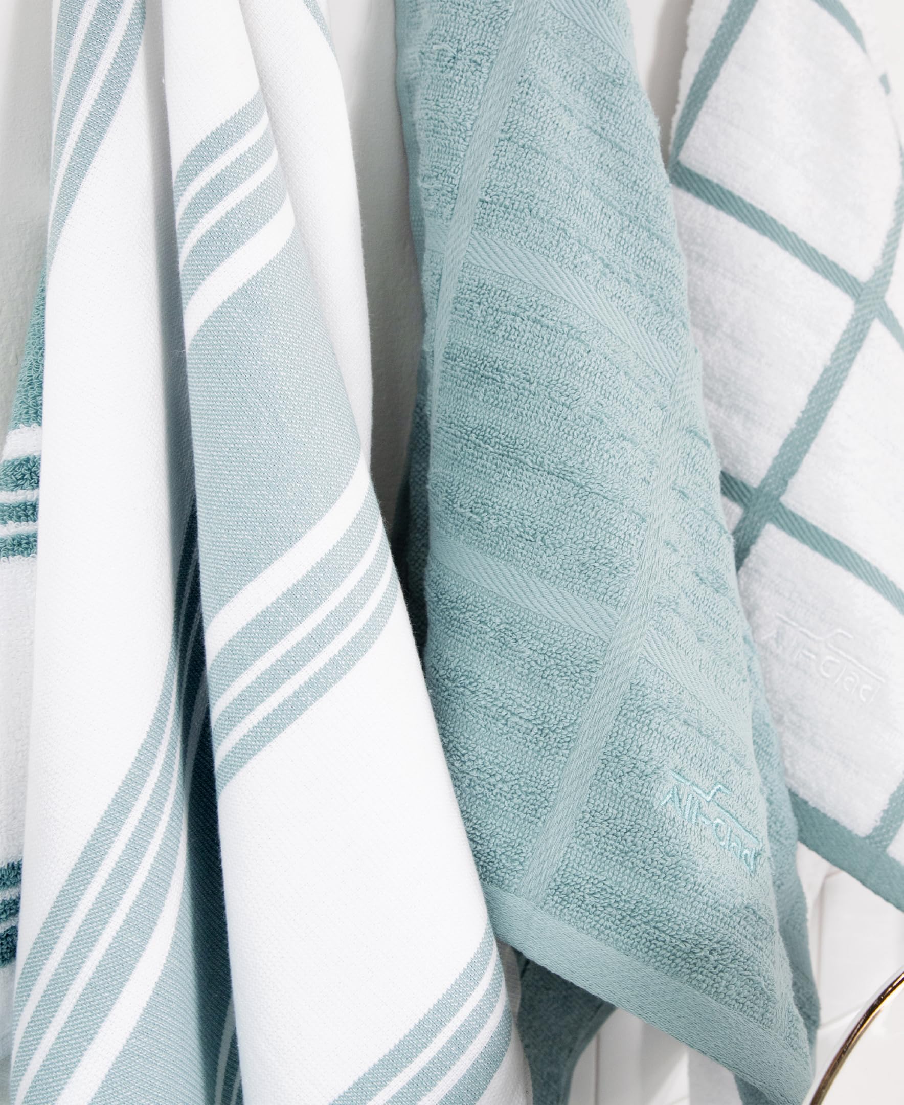 All-Clad towels with convenient hanging loop for easy access