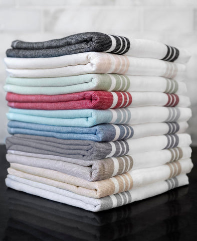 All-Clad towels showing the woven flat-weave side for quick drying