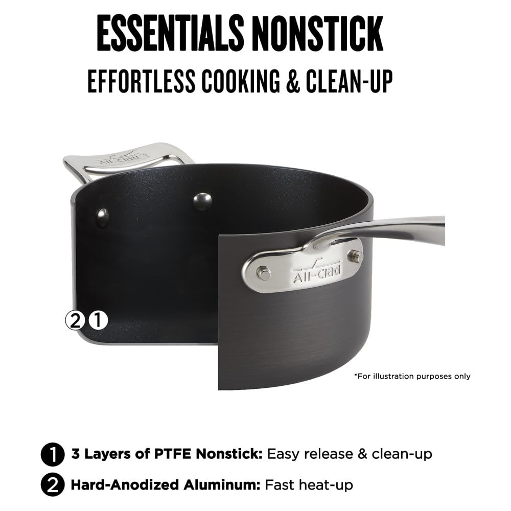 All-Clad Essentials 10.5-inch fry pan with lid for even heating