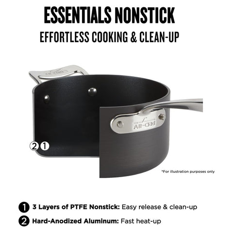 All-Clad Essentials 10.5-inch fry pan with lid for even heating