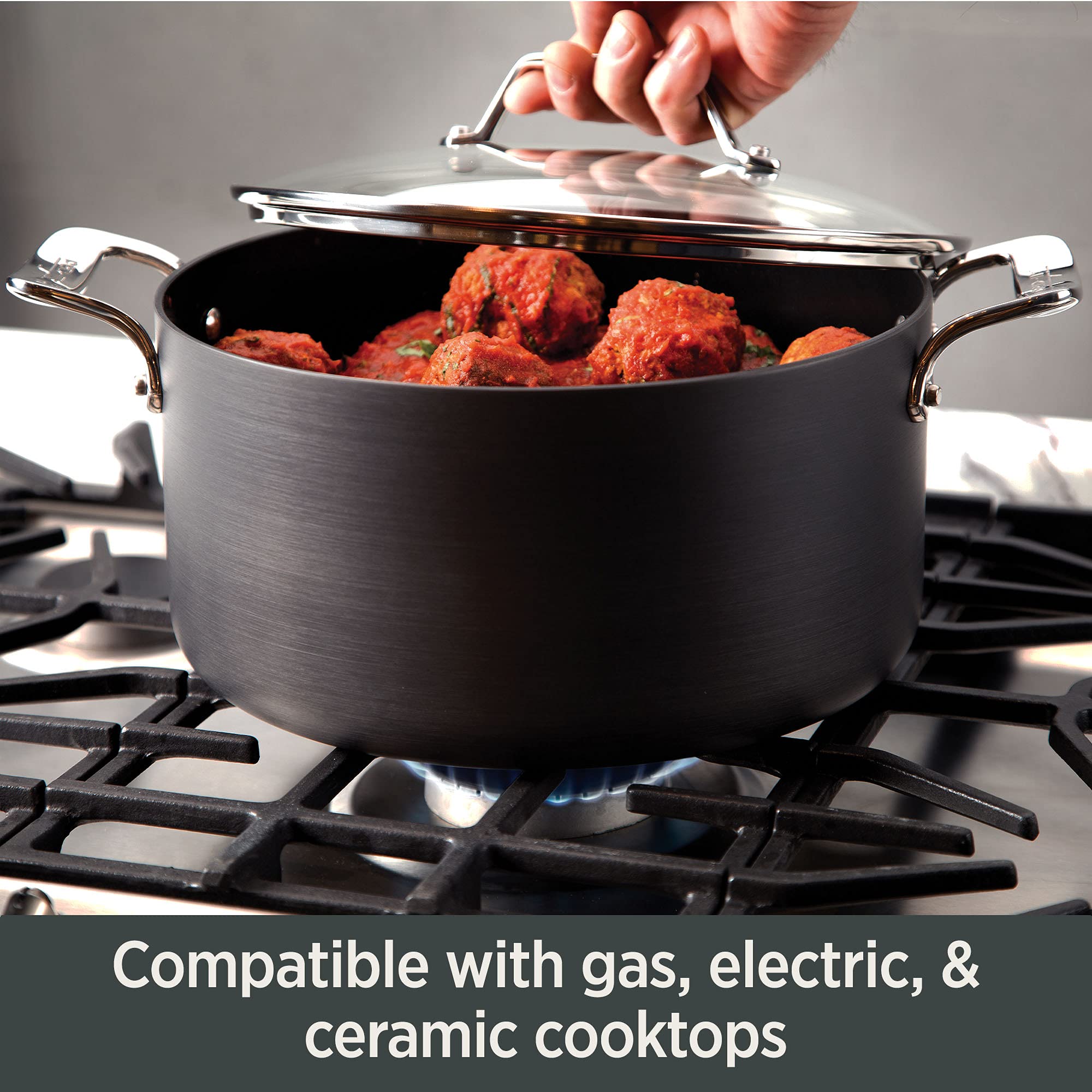 All-Clad Essentials heavy-gauge aluminum core ensures durable everyday cooking