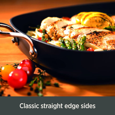 All-Clad Essentials three-layer nonstick coating provides easy food release