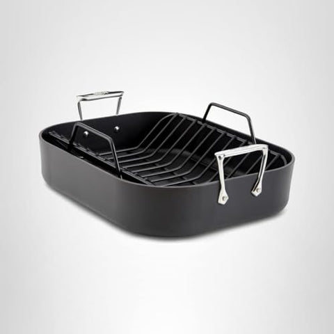 All-Clad HA1 nonstick roaster promotes easy release and scraping-free cleanup.