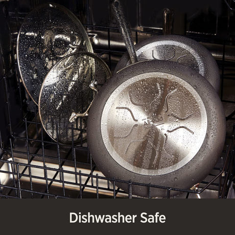 All-Clad HA1 hard-anodized construction delivers durable, even heating for roaster dishes.
