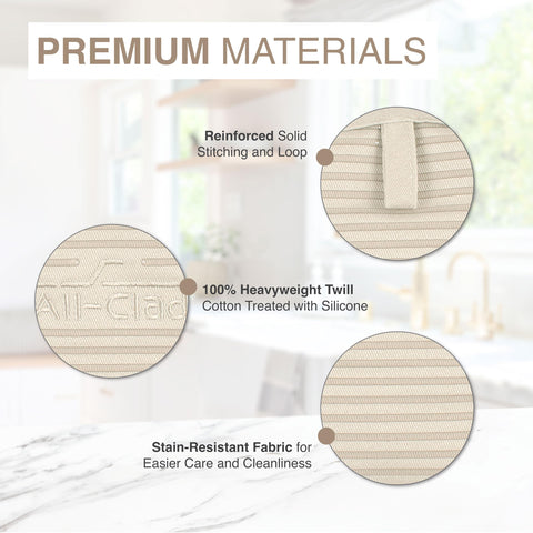 All-Clad hot pad provides surface protection from scorch marks during serving.