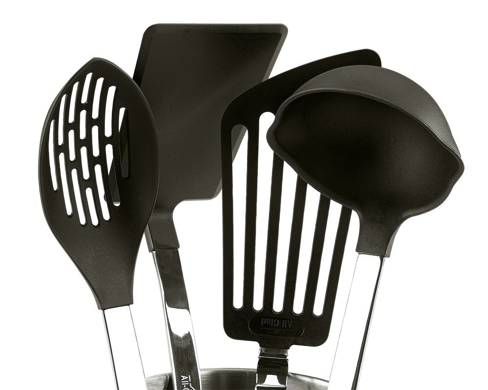 All-Clad nylon-head flexible slotted turner for delicate items and draining.