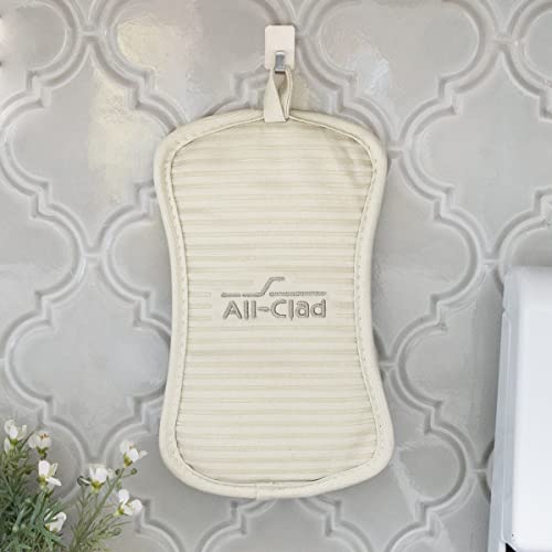 All-Clad almond color pot holder complements any kitchen decor.