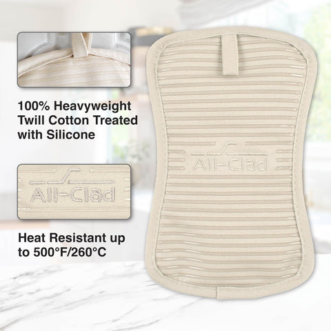 All-Clad ergonomic pot holder contours to cookware for a secure grip.