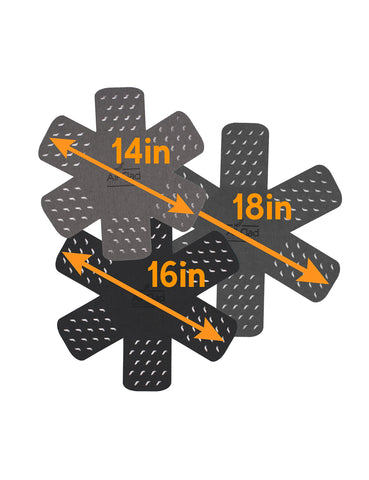 All-Clad pot protectors with star pattern fit 16-inch cookware to prevent dents during stacking.