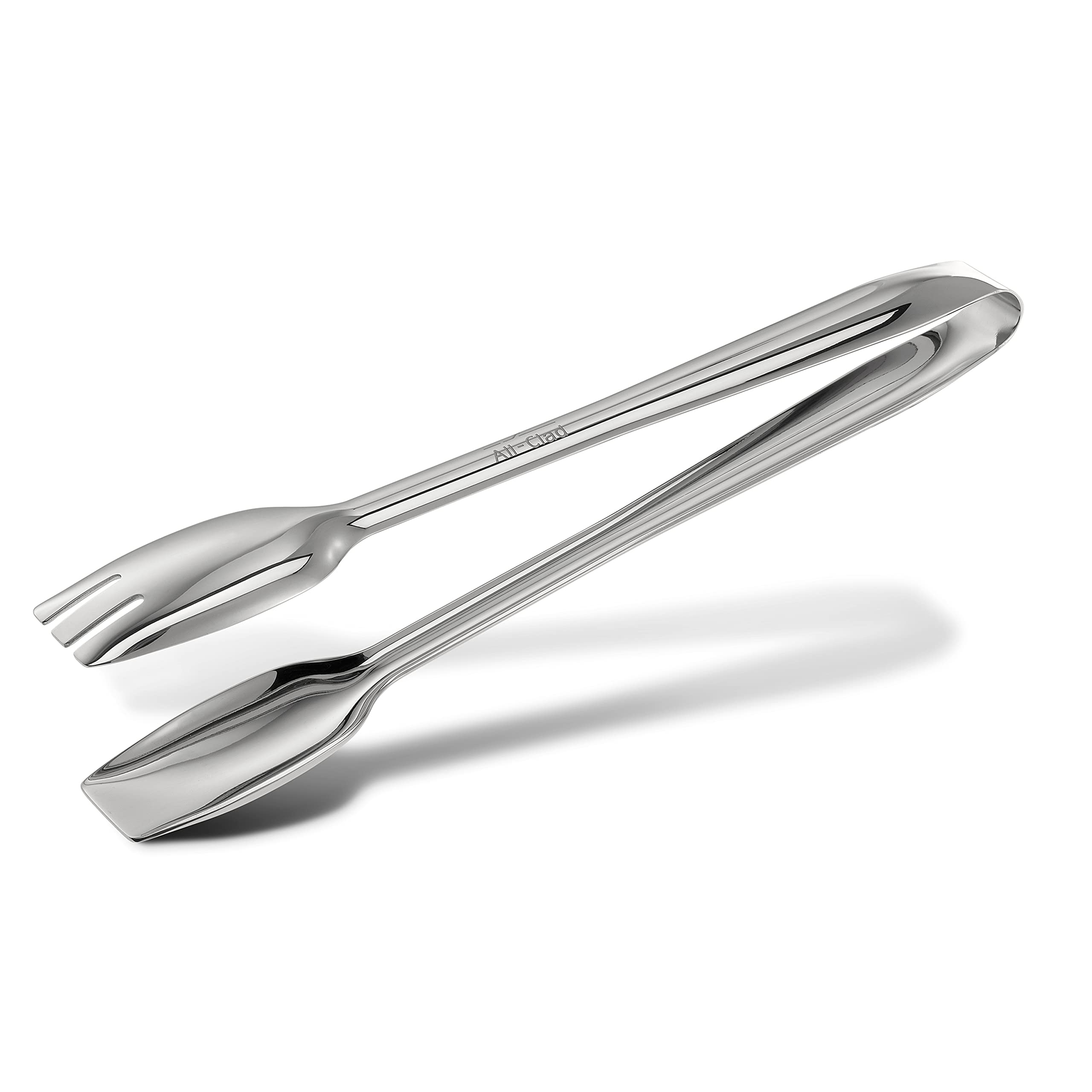 All-Clad serving tongs with wide ends grip bulky foods securely for easy serving.