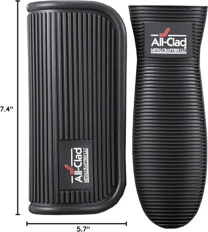 All-Clad silicone grip set is dishwasher safe for easy cleanup.
