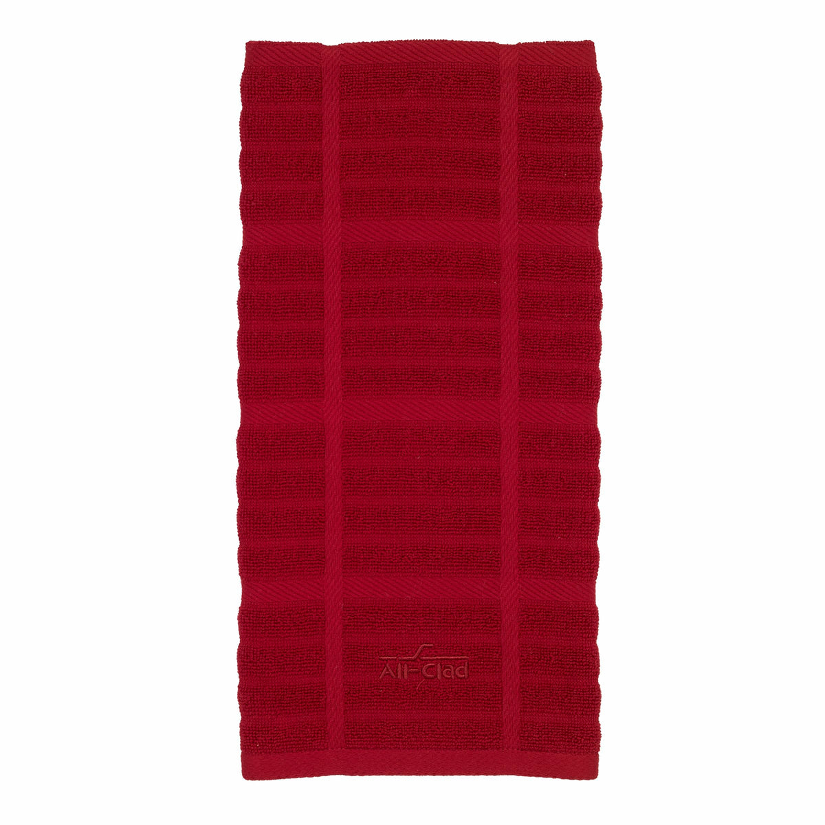 All-Clad Solid Kitchen Towel demonstrates exceptional absorbency for quick dish drying.