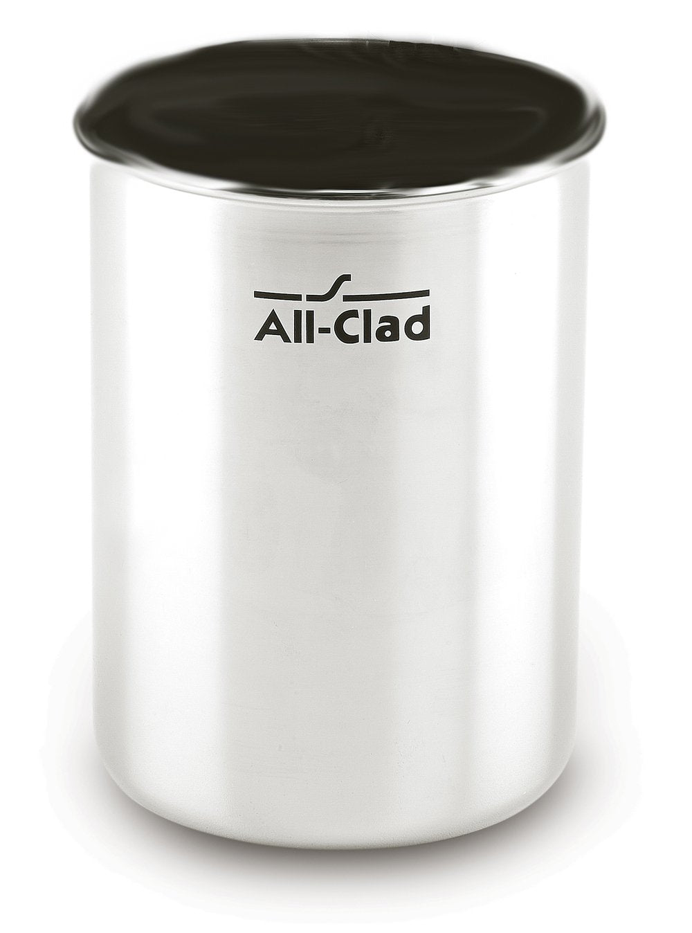 All-Clad stainless steel caddy keeps tools accessible on the counter.