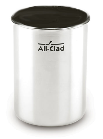 All-Clad stainless steel caddy keeps tools accessible on the counter.