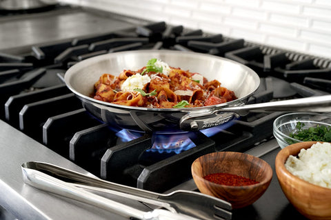 All-Clad stainless steel tongs with a mirror-polished finish complement cookware and last.