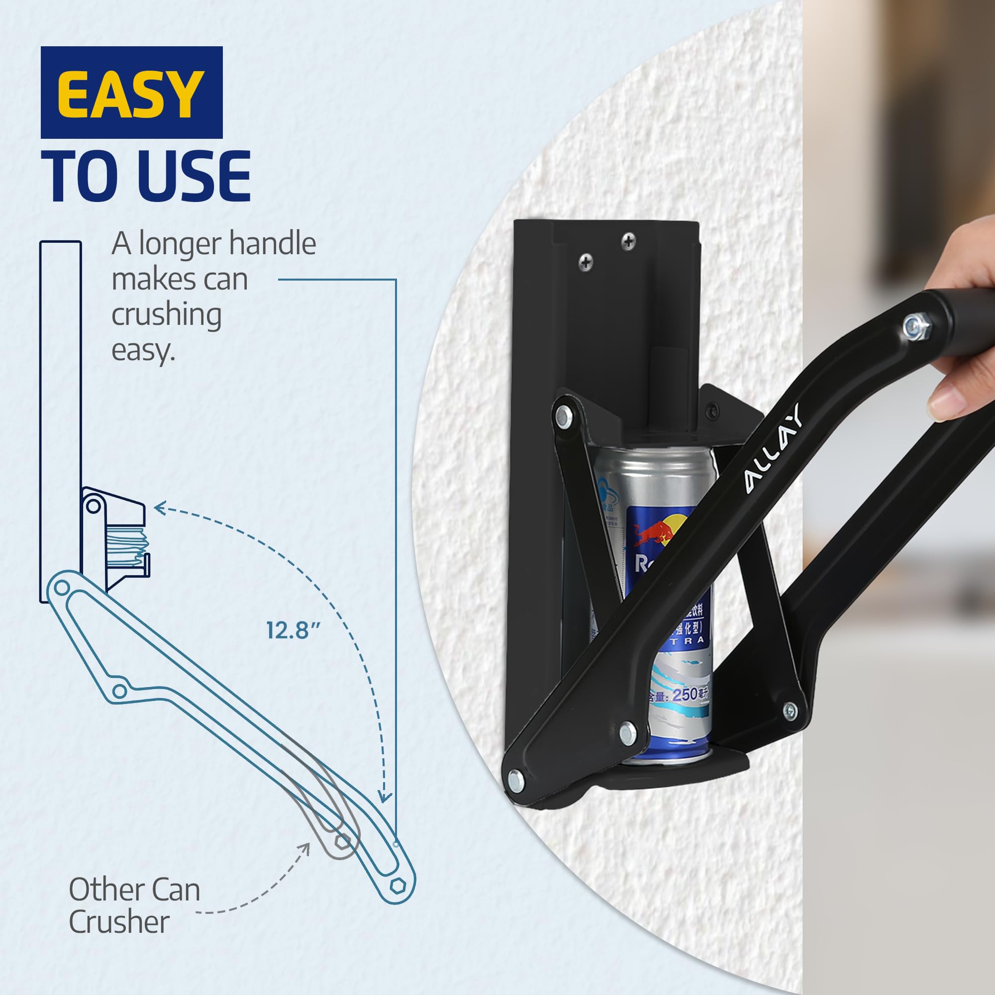 Allay installation diagram showing quick wall-mount setup for easy mounting.