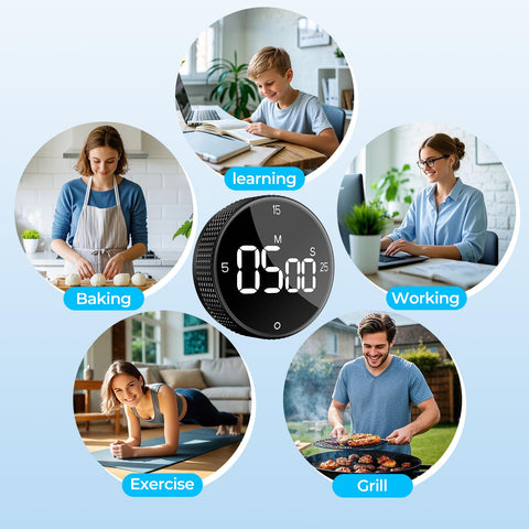 Allbean battery-powered kitchen timer with energy-saving mode
