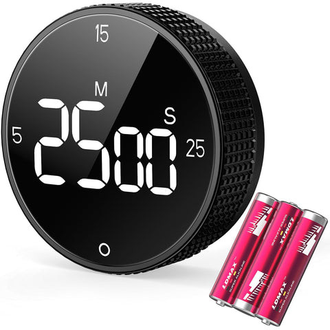 Allbean magnetic kitchen timer attached to fridge with strong magnets for hands-free timing