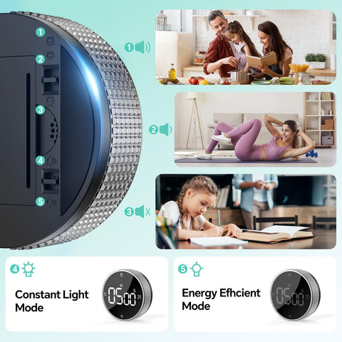 Allbean timer countdown-countup display for cooking, study, or workouts