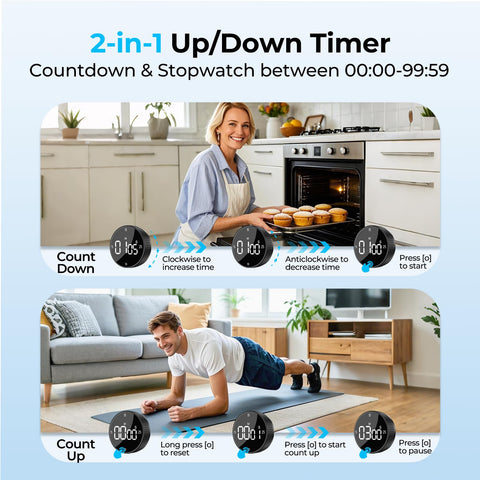 Allbean timer with three volume levels for different kitchen environments