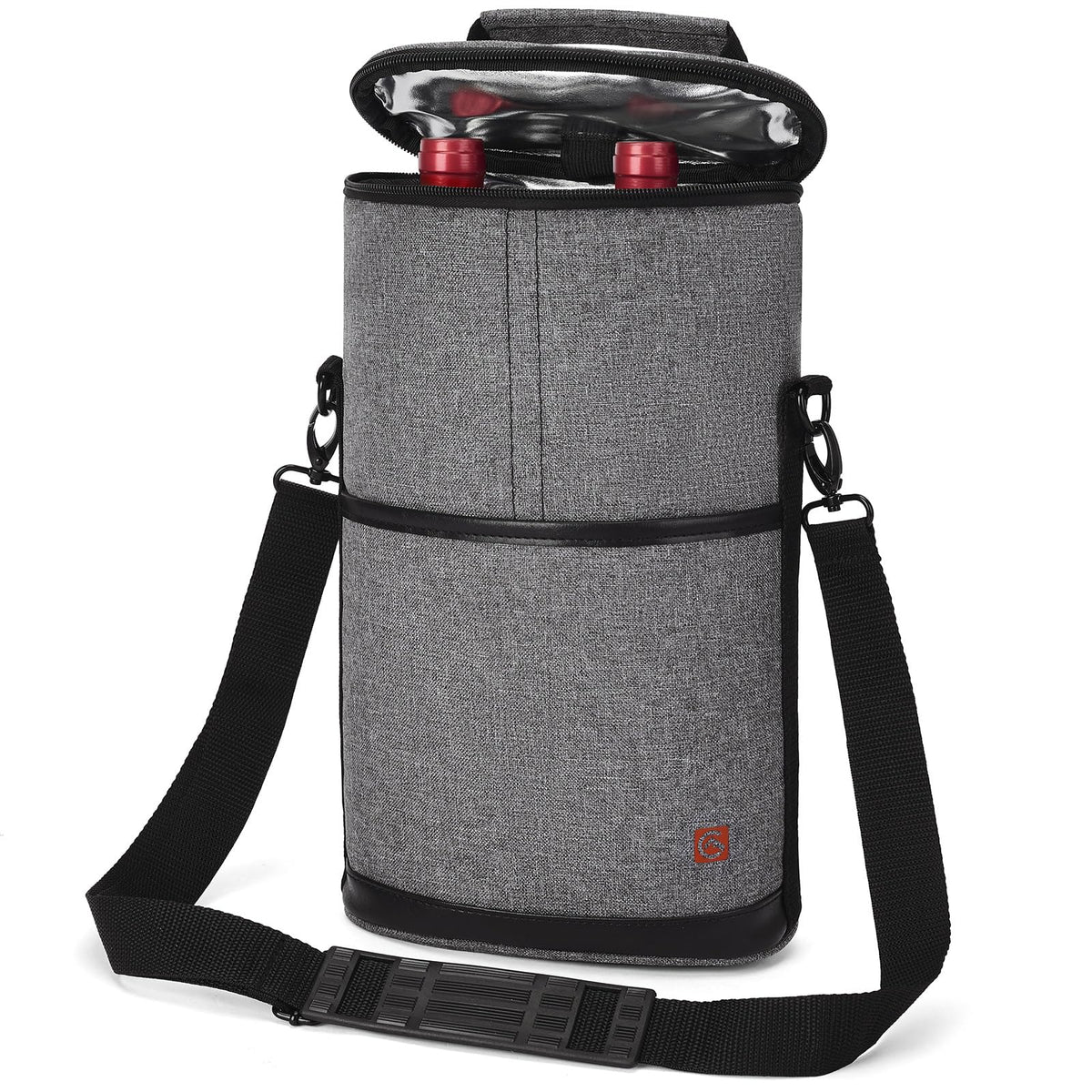 Allcamp 2 Bottle Wine Tote with black exterior, ideal for BYOB outings and picnics