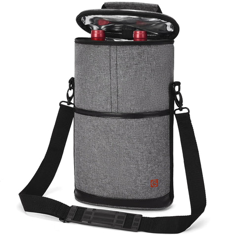 Allcamp 2 Bottle Wine Tote with black exterior, ideal for BYOB outings and picnics