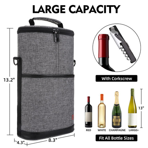 Allcamp 2 Bottle Wine Tote insulated chamber maintains beverage temperature during outings