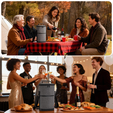 Allcamp 2 Bottle Wine Tote at a picnic or beach scene for travel fun