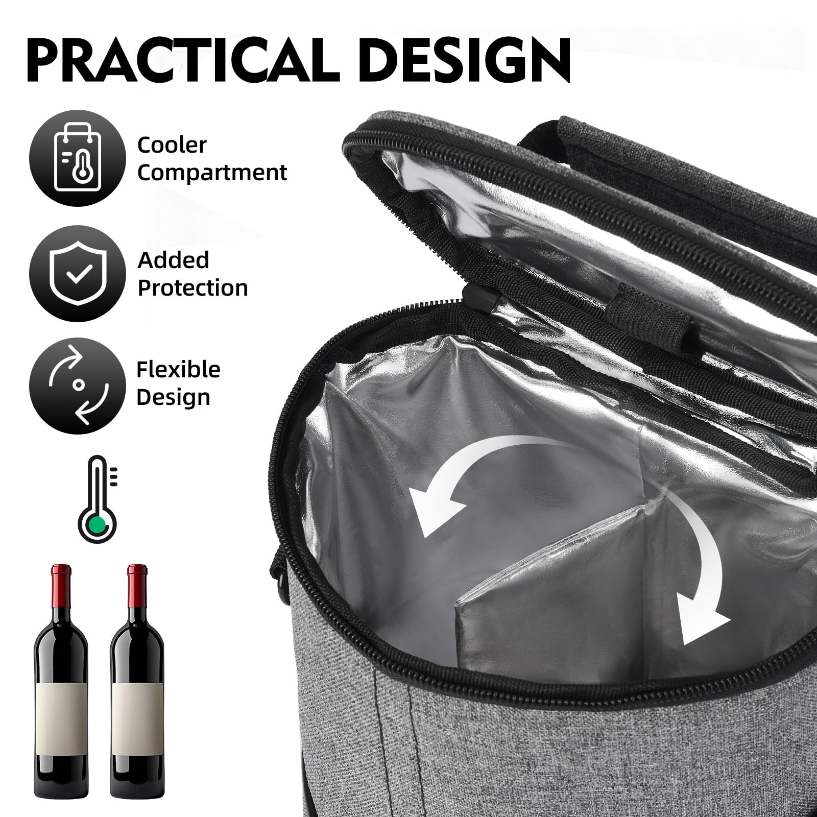 Allcamp 2 Bottle Wine Tote with removable shoulder strap for easy carrying