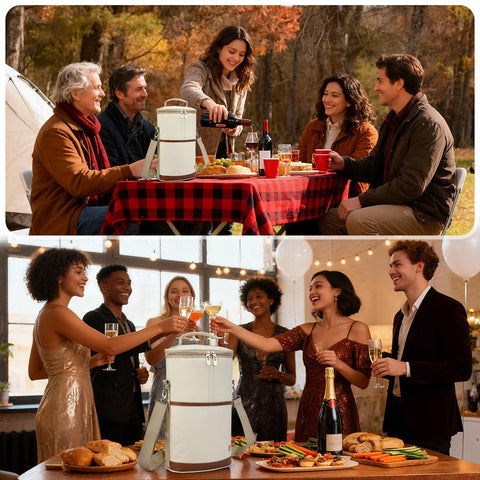  ALLCAMP cream wine tote presented as a gift-ready travel companion