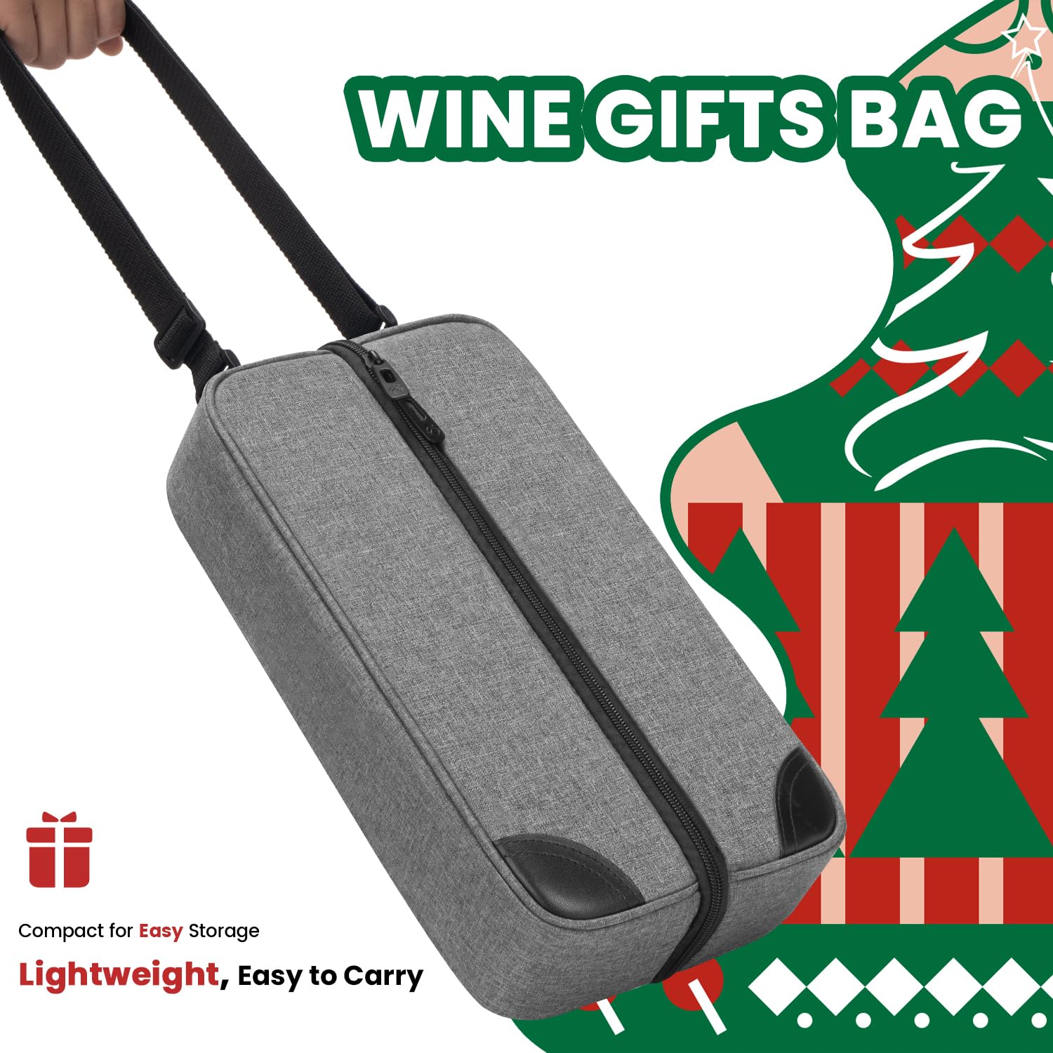 ALLCAMP Wine Bag features an adjustable shoulder strap for comfortable carry.