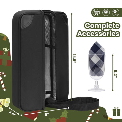 ALLCAMP wine bag with bottle stopper helps preserve unfinished wine during travel.