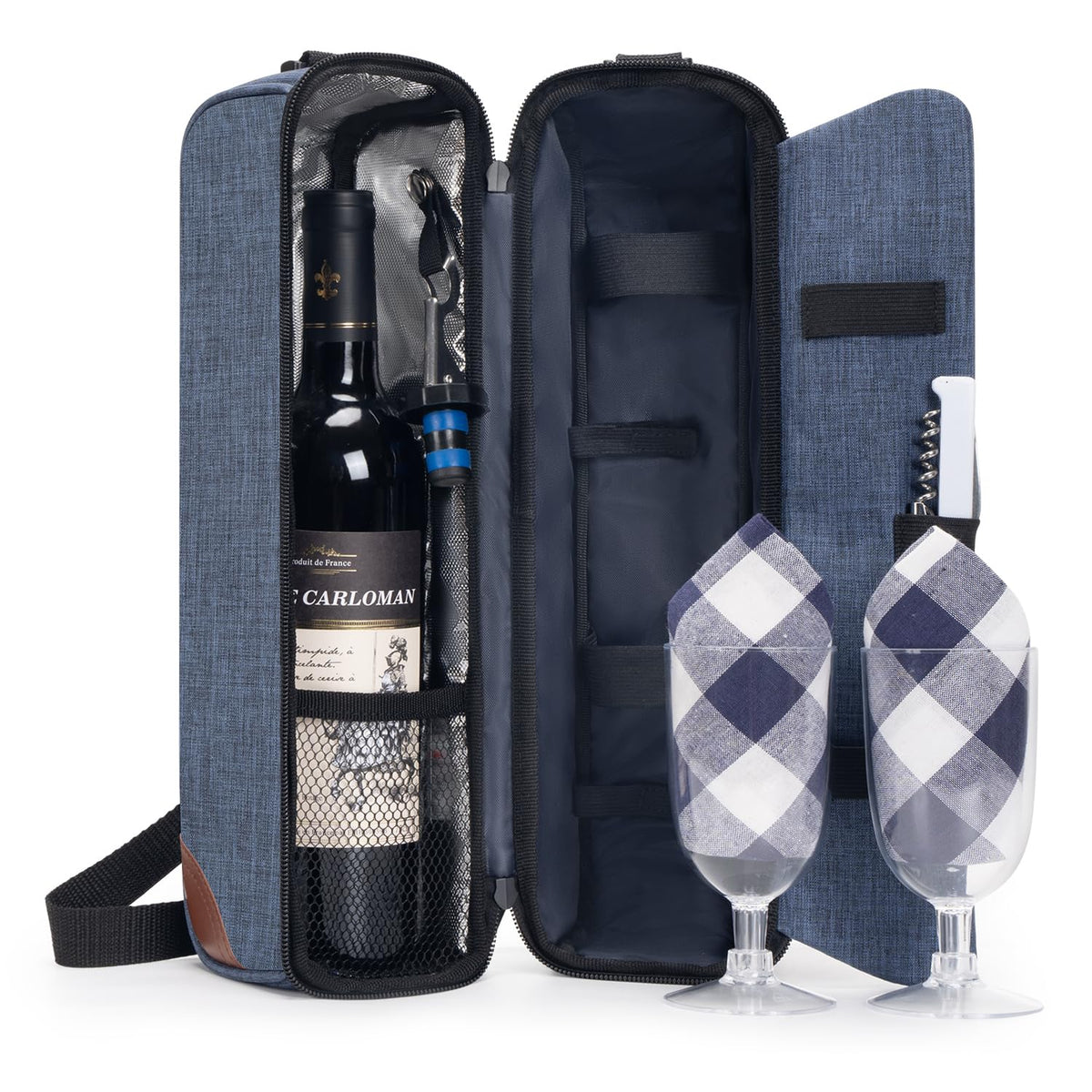 ALLCAMP wine bag with insulated compartment keeps drinks cool during picnics