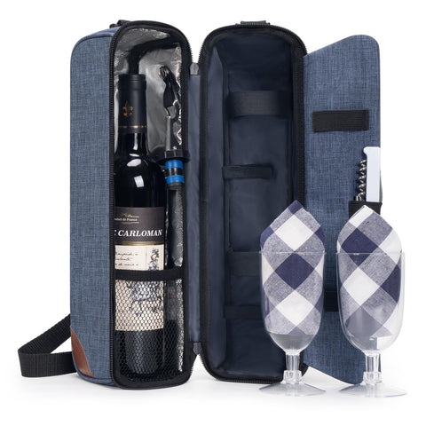 ALLCAMP wine bag with insulated compartment keeps drinks cool during picnics